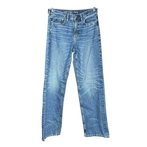 American Eagle Low Rise Baggy Straight Jeans Women's Size 4 Short Denim